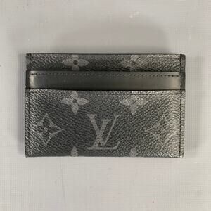 LOUIS VUITTON Black Grey M62170 Logo Lambskin Wallet